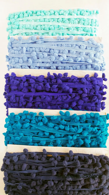 Blue Pom Pom Fringe Trim, Pompom Trimming, Tassels